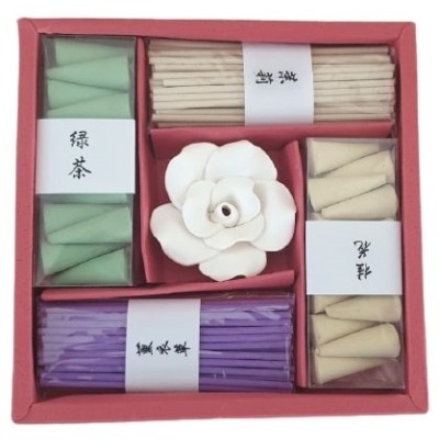 Coffret rouge, Encens, Brûle Encens Fleur de Lotus