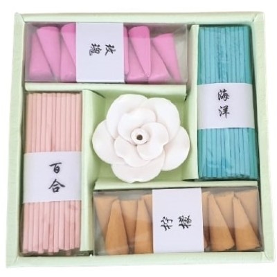Coffret vert, Encens, Brûle Encens Fleur de Lotus