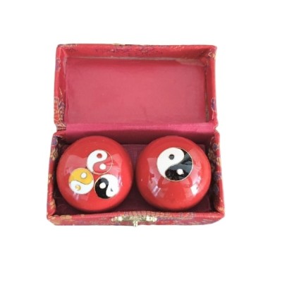 Boules Qi Gong Triple Yin Yang rouges – Image 2