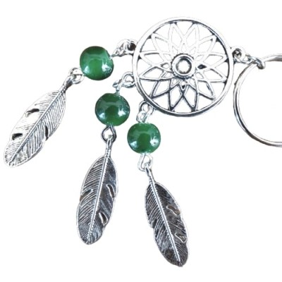 Porte Clés Attrape Rêves 3 Perles vertes – Image 2