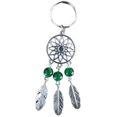 Porte Clés Attrape Rêves 3 Perles vertes