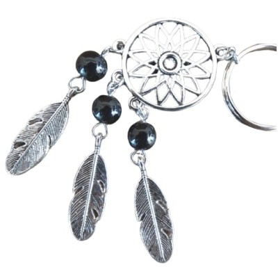Porte Clés Attrape Rêves 3 Perles noires – Image 2