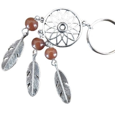 Porte Clés Attrape Rêves 3 Perles marrons – Image 2