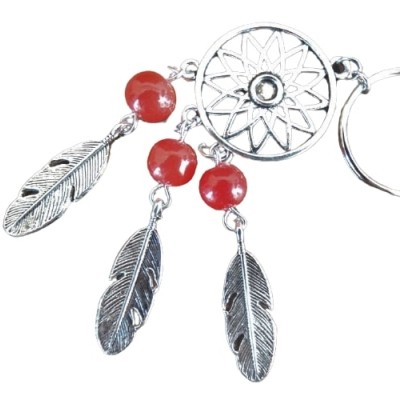 Porte Clés Attrape Rêves 3 Perles rouges – Image 2