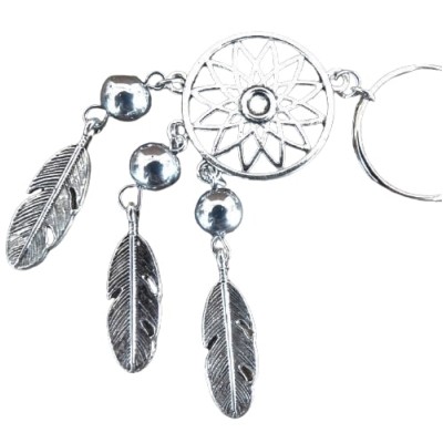 Porte Clés Attrape Rêves 3 Perles argentées – Image 2