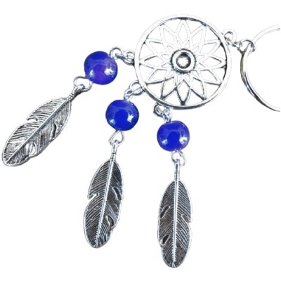 Porte Clés Attrape Rêves 3 Perles bleues – Image 2