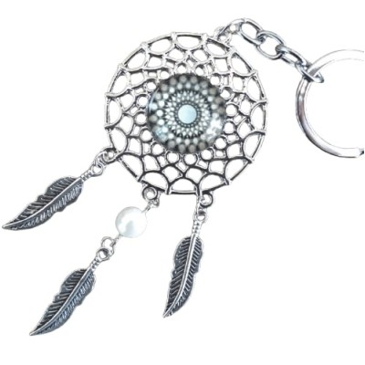 Porte Clés Attrape Rêves Sun Yantra Mandala Bleu – Image 3