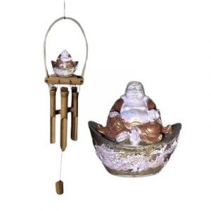 Carillon Bambou Bouddha rouge et or