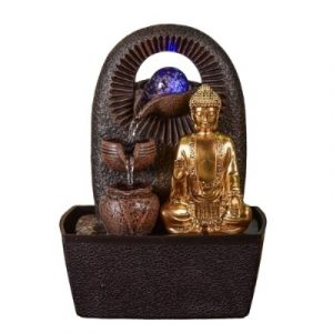 Fontaine Cascade Bouddha doré