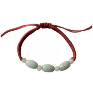 Bracelet rouge Perles en Jade vert