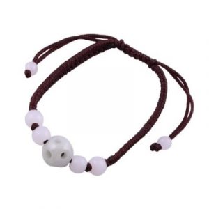 Bracelet marron Sphère Trouée en Jade vert