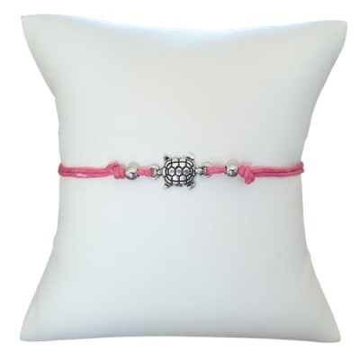Bracelet fuschia Tortue argentée