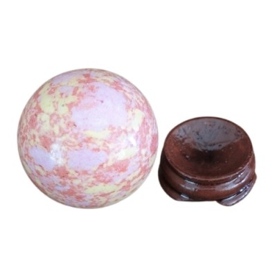 Boule de Howlite Marbré rouge et jaune 40mm – Image 2