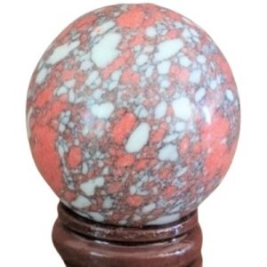 Boule de Howlite Marbrée rouge et blanche 40mm