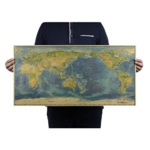 Poster Mappemonde The World bleu