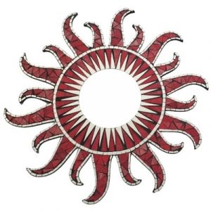 Miroir Soleil Ardent Mosaïque rouge 60cm