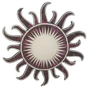 Miroir Soleil Mosaïque fushia 60cm