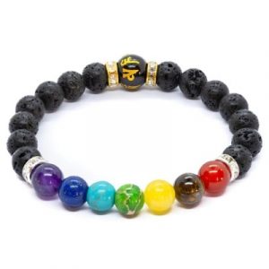 Bracelet Pierres 7 Chakras et Pierres de Lave