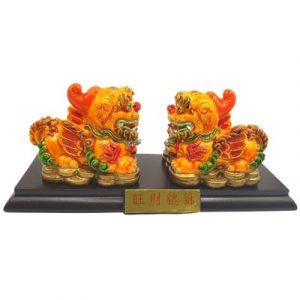 Statue Double Pi Yao Colorés