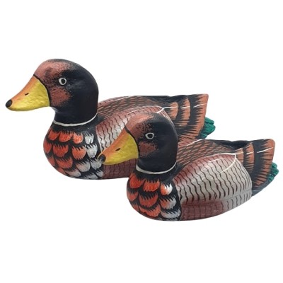 Statues Couple de Canards Mandarin marron16cm