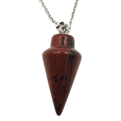 Collier Pendule en Obsidienne Acajou