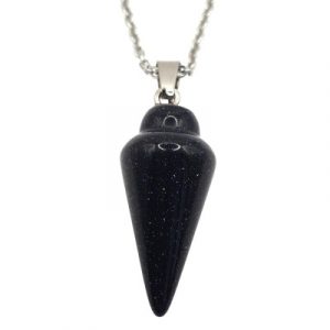 Collier Pendule en Pierre de Sable bleu