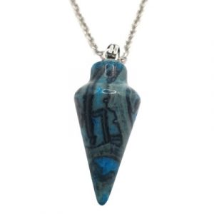 Collier Pendule en Jaspe Impérial bleu