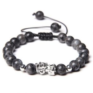 Bracelet Pi Yao Argenté Protecteur en Jaspe gris