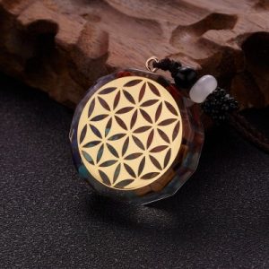 Collier Orgonite Chakras Fleur de Vie