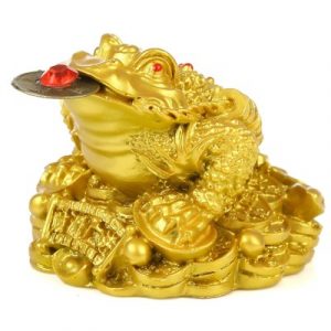 Statue Crapaud de la Prospérité dorée