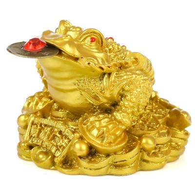Statue Crapaud de la Prospérité dorée