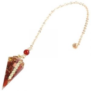 Pendule Orgonite des 7 Chakras, Jaspe rouge