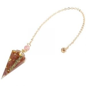 Pendule Orgonite des 7 Chakras, Quartz Cerise