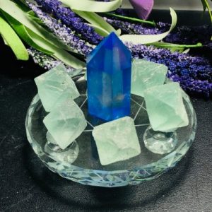 Etoile Sacrée Pointe Aura Aqua, Fluorite verte