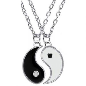 Colliers Pendentifs Couple Yin Yang argenté