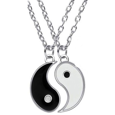 Colliers Pendentifs Couple Yin Yang argenté