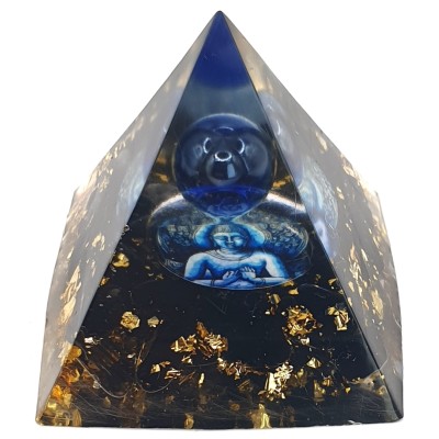 Orgonite Pyramide Bouddha Obsidienne