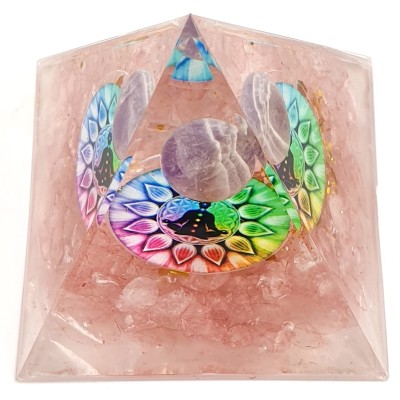 Orgonite Pyramide Chakras Quartz rose – Image 2