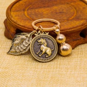 Porte Clés Zodiaque Chien, Amulette Richesse Continue