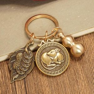Porte Clés Zodiaque Rat, Amulette Richesse Continue