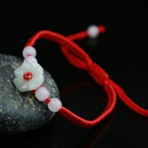 Bracelet Fleur en Jade vert