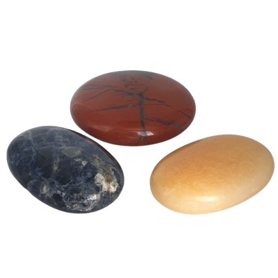 3 Gros Galets Reiki, Jaspe rouge, Sodalite, Jade jaune – Image 3