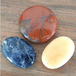 3 Gros Galets Reiki, Jaspe rouge, Sodalite, Jade jaune