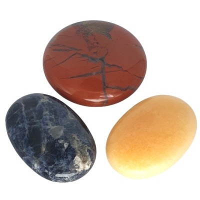 3 Gros Galets Reiki, Jaspe rouge, Sodalite, Jade jaune – Image 2