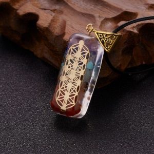 Collier Orgonite Chakras Fleurs
