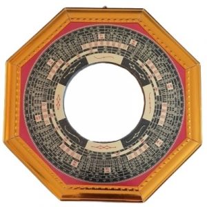 Miroir Bagua rouge et noir Concave 17cm