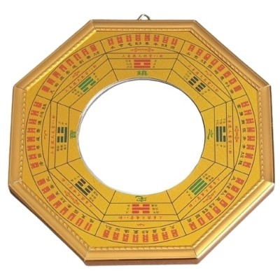 Miroirs Bagua doré  Convexe 26cm