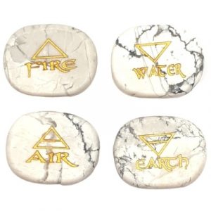 Pierres Reiki 4 Eléments en Howlite blanche