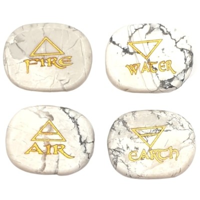 Pierres Reiki 4 Eléments en Howlite blanche