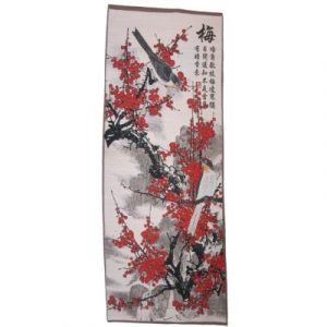 Tangka Tapisserie Cerisier rouge aux Oiseaux